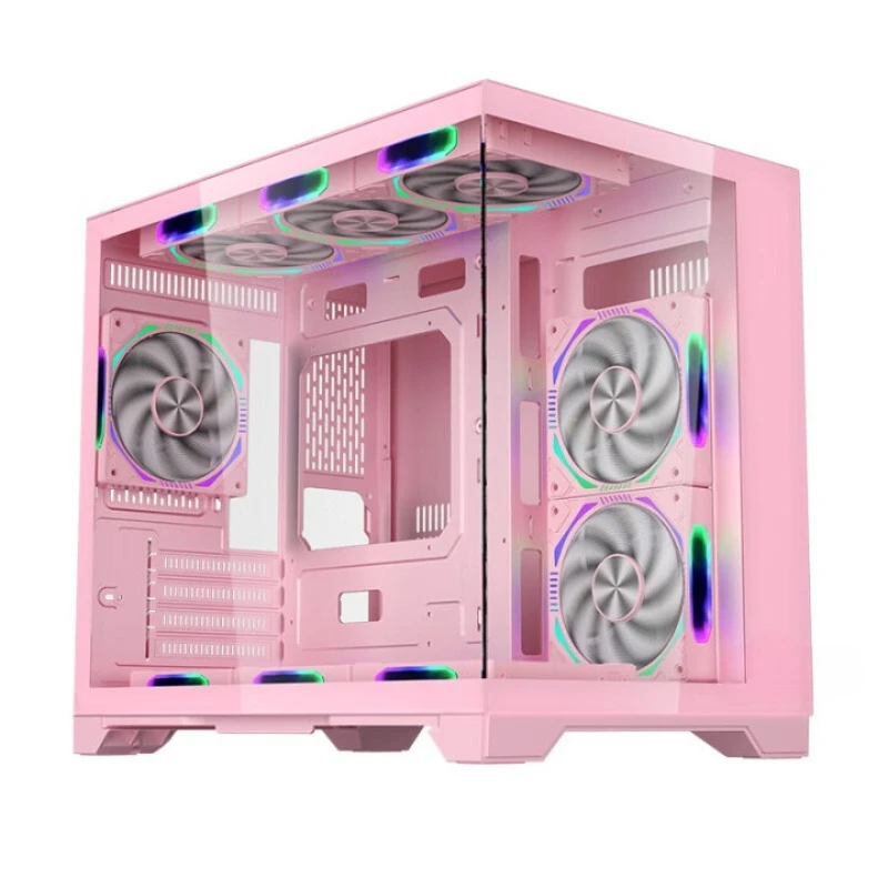 

Columnless MATX motherboard computer chassis 360 water-cooled sea view room chassis black and white powder is applicable
