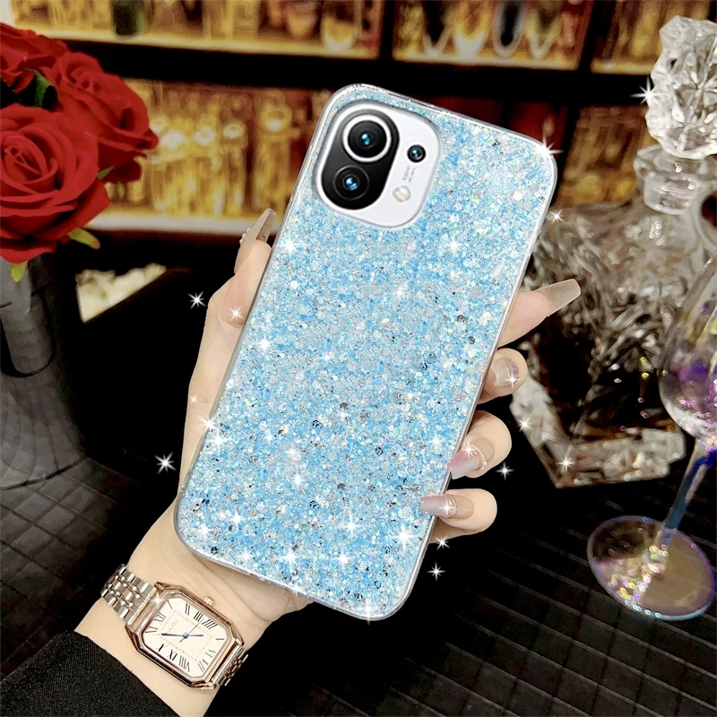 Mi11lite Luxury Glitter Silicone Case On For Xiaomi Mi 11 Lite 4g 5g 11t Mi11t Pro Shockproof Soft Back Cover Xiaomi11 Mi11 Lite