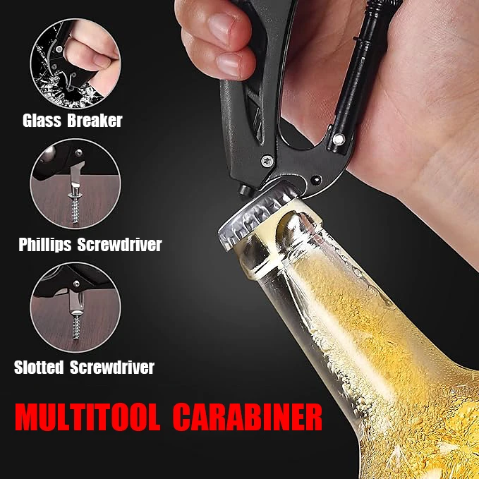 Outdoor multi-functional tool, EDC knife, foldable portable tool, climbing buckle, for outdoor camping and hiking, men's gift