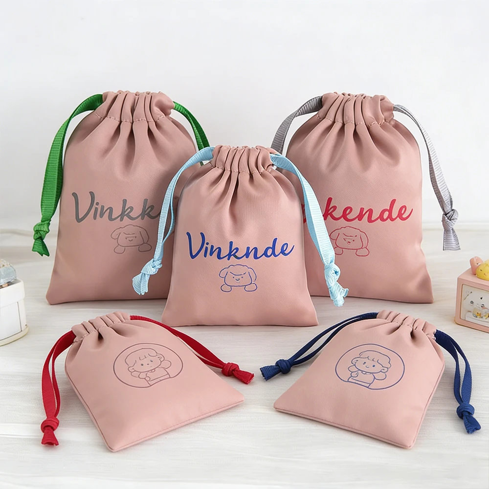 

50Pcs Customized Logo Silk Satin Gift Pouch Luxury Hair Jewelry Drawstring Bags Cosmetic Brooch Makeup Candy Dust Packaging Bags