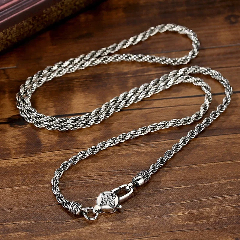 HX Silver Color Handmade 3/4/5mm Foxtail Necklace Men\'s and Women\'s Long Chain Series Luxury Designer Versatile Jewelry