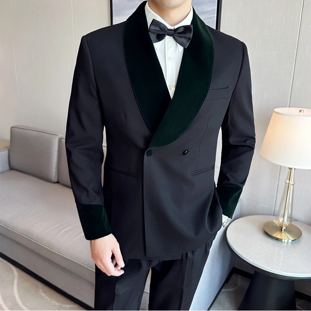 

Classic Fit Mens 2 Piece Suit Elegant Wedding Party Double Breasted Regular Fit Men's Suits