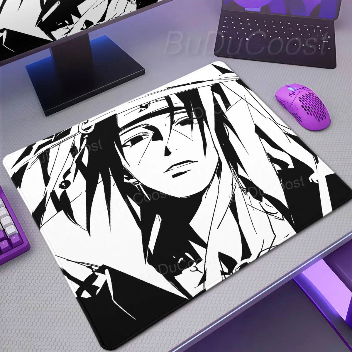 XXS PC Gaming Mechanical Keyboard Deskmat Black White Anime Naruto Uzumaki Mousepad Rubber Anti-Slip Overlock Office Accessories