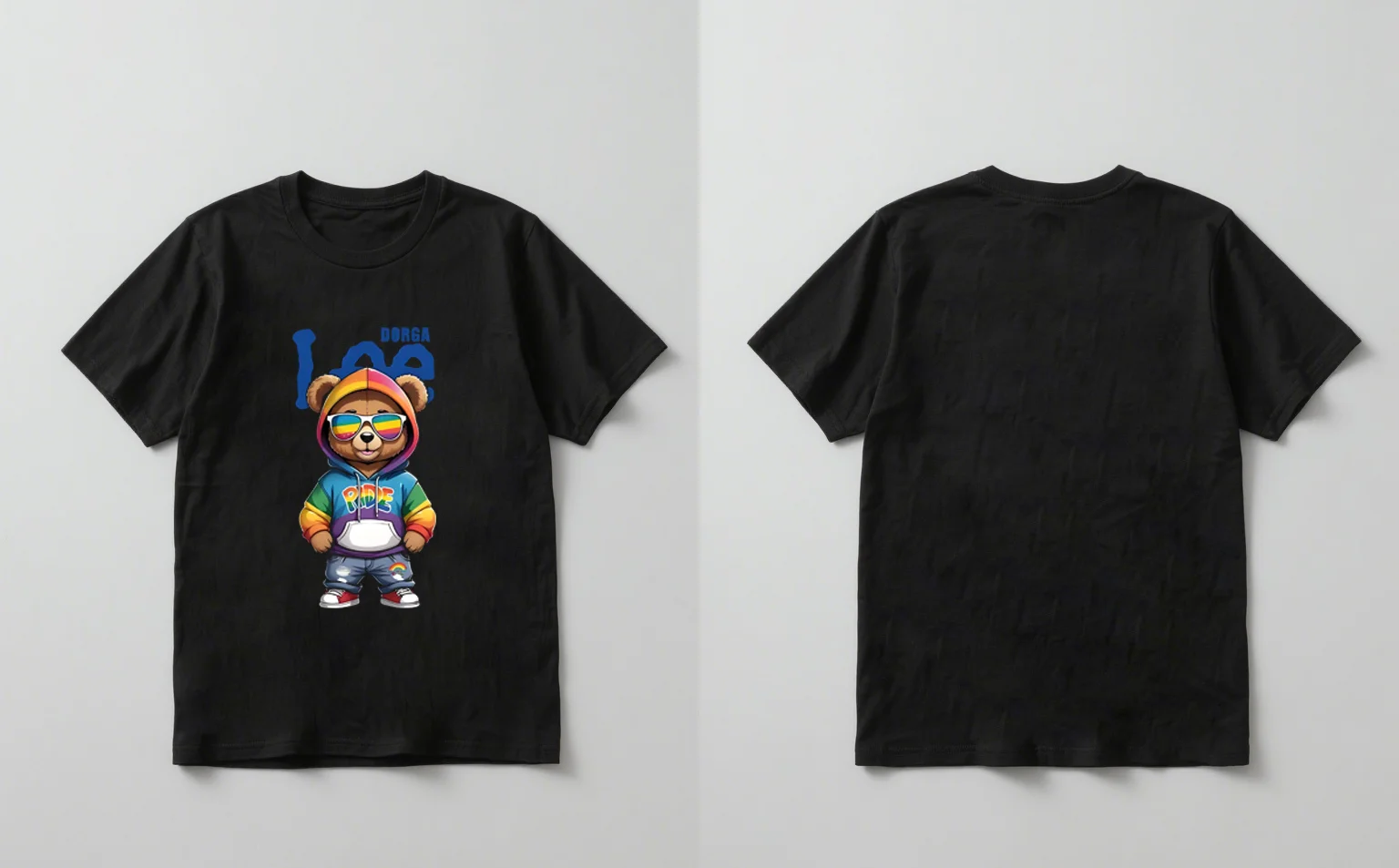 2025 Nuova T-shirt stampata casual da uomo con motivo a orso dei cartoni animati adatta sia per uomo che per donna