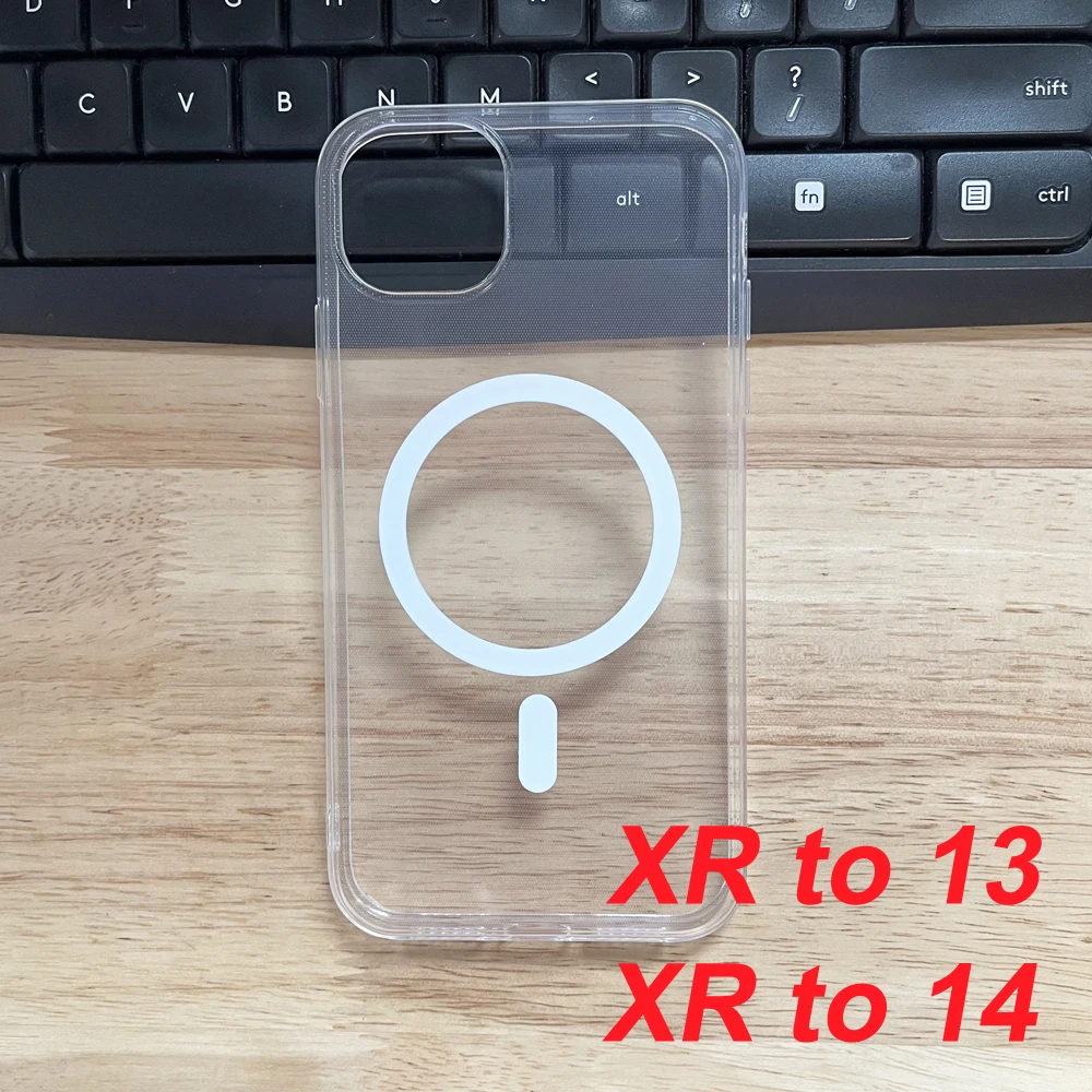 Magnetic Phone Case For iphone Xr like 14 Special Made Case XR Converted to 13 Back Cover Transparent Case