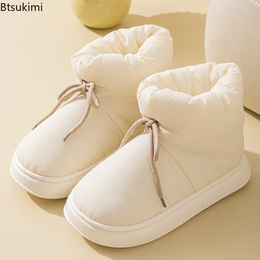 Neue warme Baumwollschuhe für Damen, bequeme rutschfeste Outdoor-Schneestiefel, modische High-Top-Winterhausschuhe, lässige Paarstiefel.