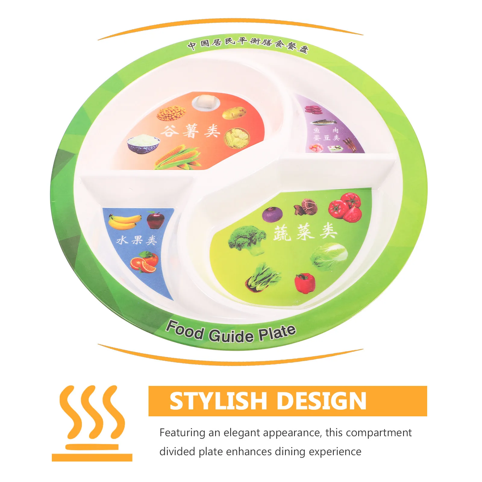 Divided Dinner Plates For Adults: Lightweight Melamine Balance Plate With 4 Sections For Portion Control Healthy Eating