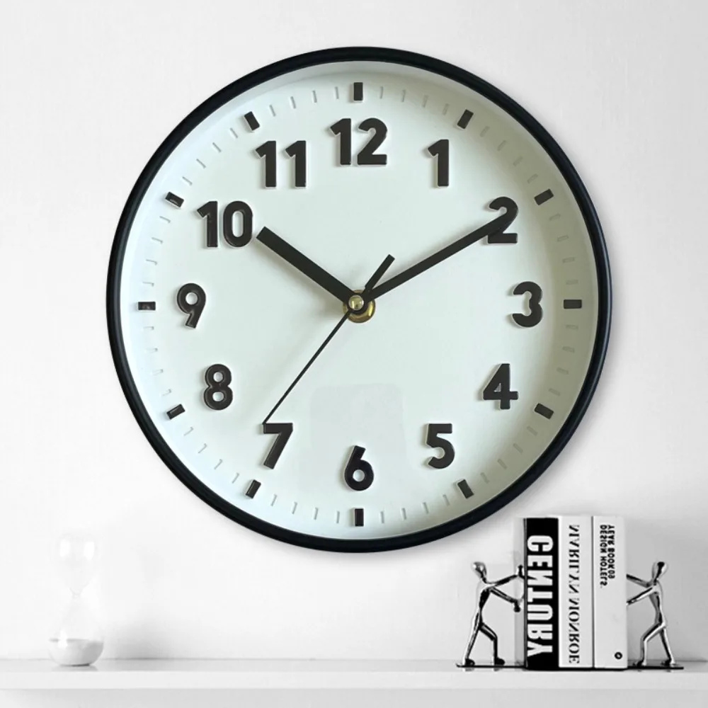 Office Decoration 8 Inch 3D Number Wall Clock Battery Operated Non-Ticking Silent Clocks Colorful Wall Mounted Round Clocks Home