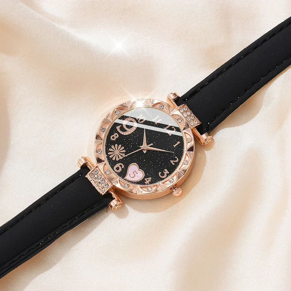 5 шт./комплект, Женские Аналоговые кварцевые часы с браслетом