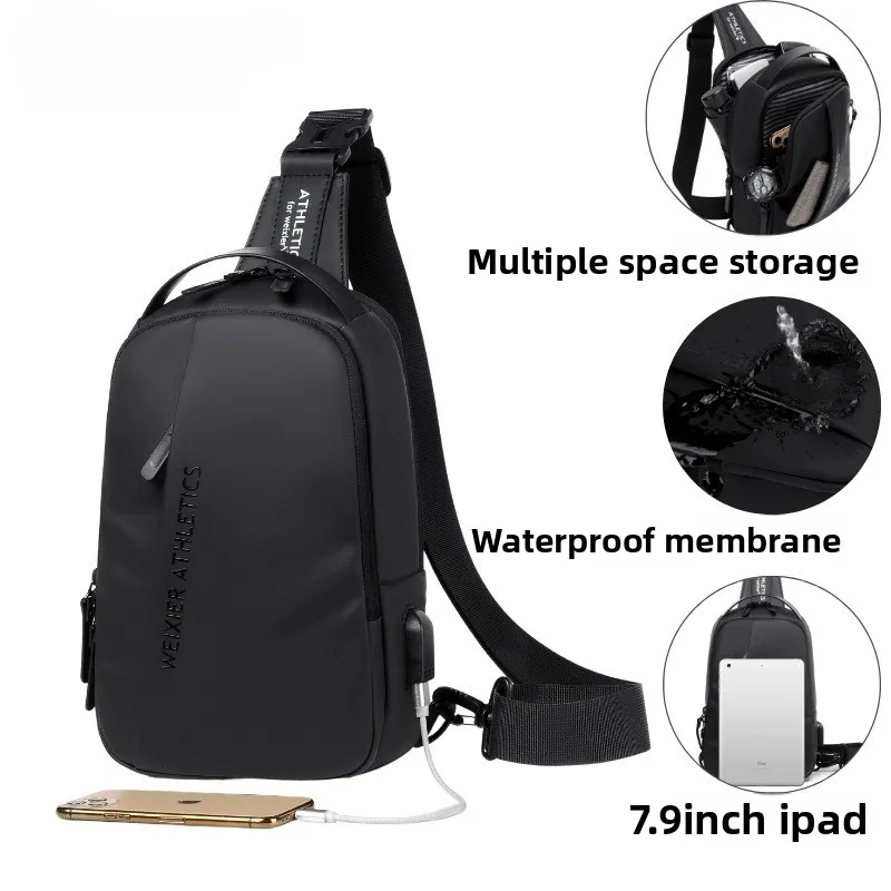 New Men's Chest Bag, Casual Sports Crossbody Bag, Multi-functional Single-shoulder Bag, Large-capacity Crossbody Chest Bag Bag