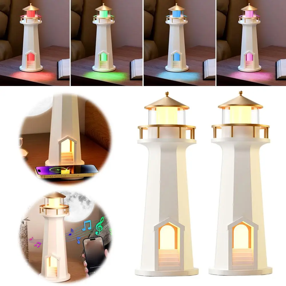 ضوء القمر المنارة ليلة ضوء مصباح إسقاط بلوتوث الإبداعية المتكلم حلية اتصال دعم APP شاحن Wireles A6B2 #1