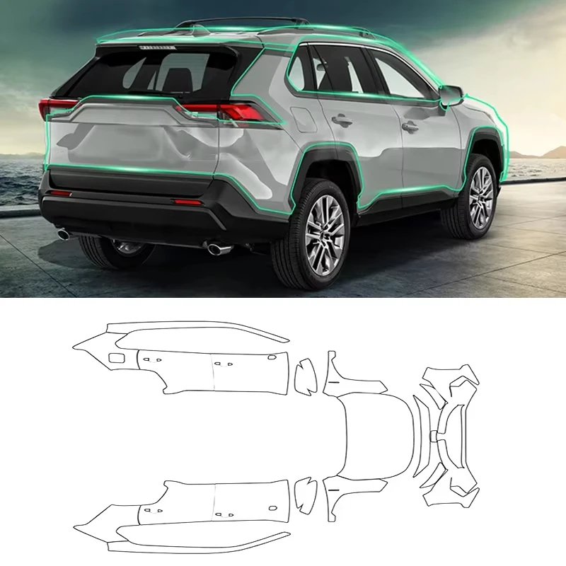 

Car Precut Paint Protection Clear Film PPF TPU for Toyota RAV4 Hybrid XA50 2019-2024 Accessories Kit Sticker Transparent