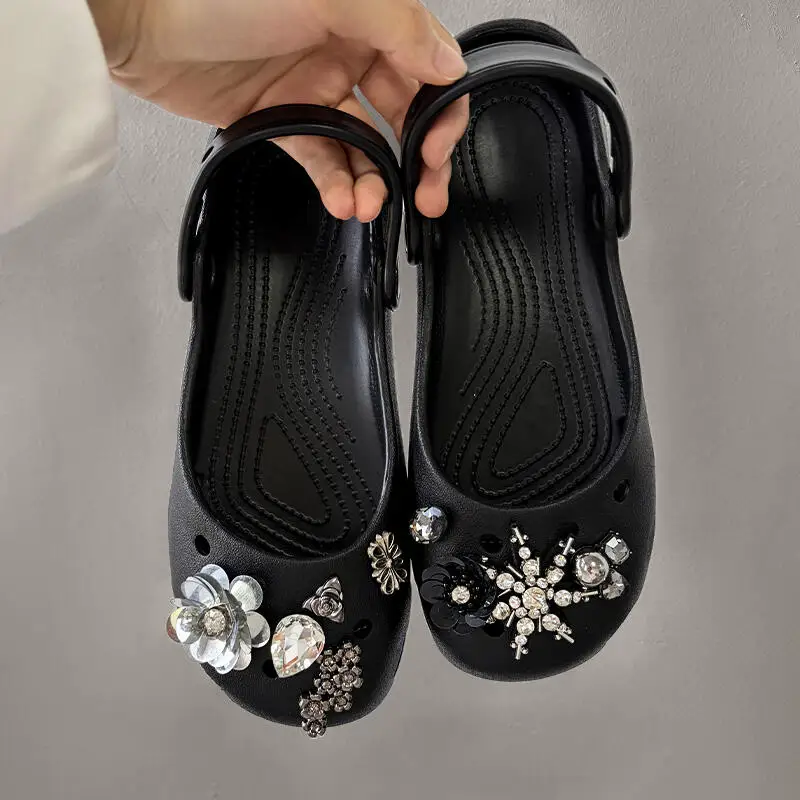 Luxury Rhinestore Snowflake Decorat Clogs Women Summer 2026 Elegant Glitter Flower Thick Sole Beach Slippers Woman's EVA Sandals view 4