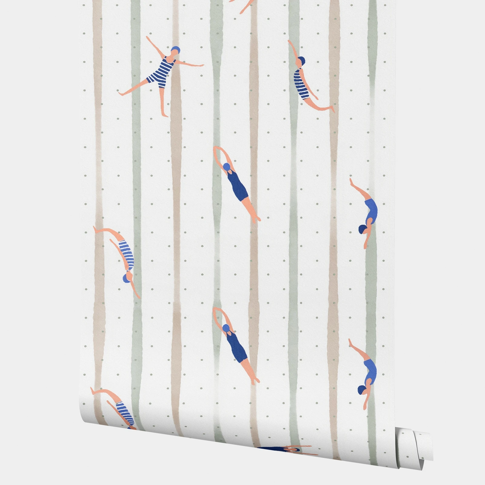 

Настенные обои с забавным мотивом плавания, роскошные обои с шикарным пловером, мягкие цвета, обои для ванной комнаты, очистка и наклейка, на заказ