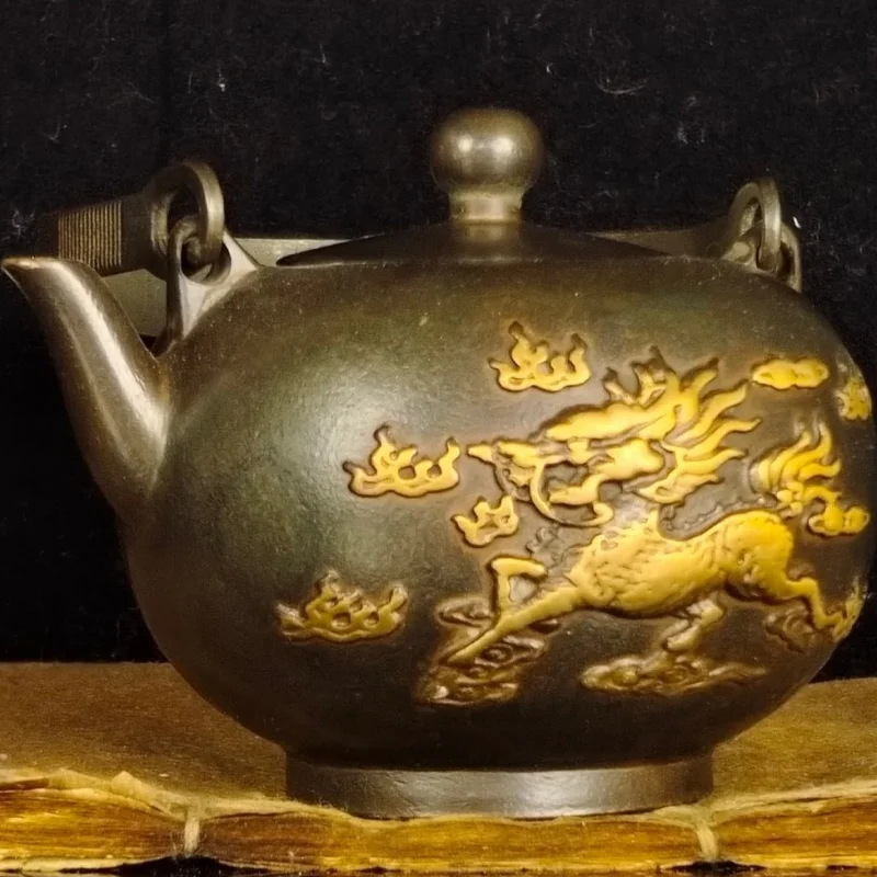 

Pure Copper Cloud Pattern Kirin Teapot Tea Water Handheld Teapot Home Tea Ceremony Ornament Decoration Gilded Copperware