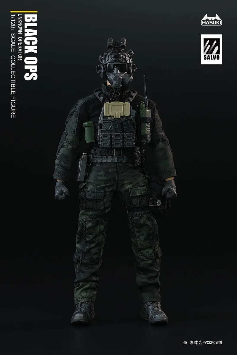 In Stock Hasuki 1/12 Salvo Balck Ops Cloth Joint Movable Military Doll Action Figure Collection Model Toy