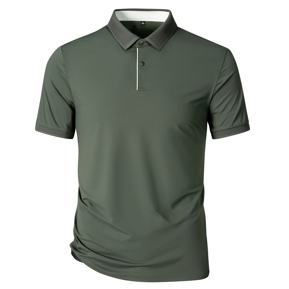 Men's Contrast Color Inside Collar&Placket Polo Shirts Short Sleeve Golf Collared Breathable Stretch Skin-friendly Soft Polos
