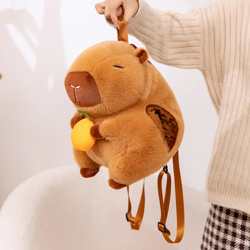 1pc 33cm adorável capivara mochila de pelúcia kawaii animal capivara mão mais quente travesseiro recheado macio para o presente dos namorados