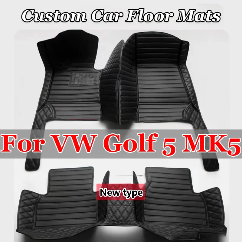 

Car Floor Mats For Volkswagen VW Golf 5 MK5 A5 2003~2007 Leather Mat Auto Interior Parts Luxury Rug Carpet Pad Car Accessories