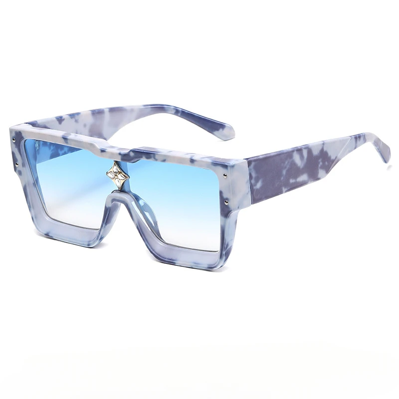8630 Large Frame Fashionable Sunglasses One-Piece Square Frame Sunglasses Female Personality Diamond Beige Nail Sunglasses image 6