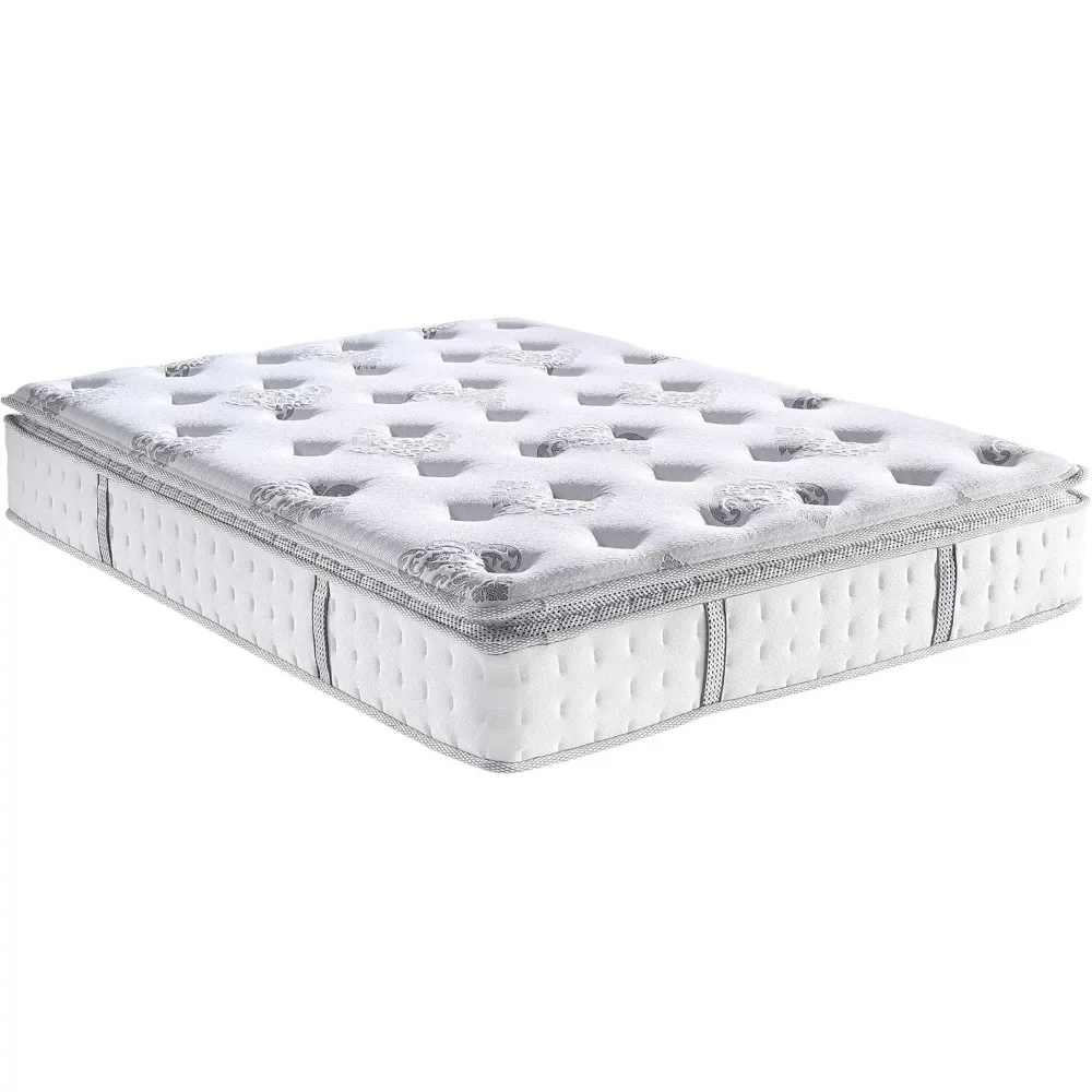 Colchão King Size, cama em uma caixa, colchões com almofada, espuma viscoelástica de 12 polegadas e colchão híbrido de mola interna
