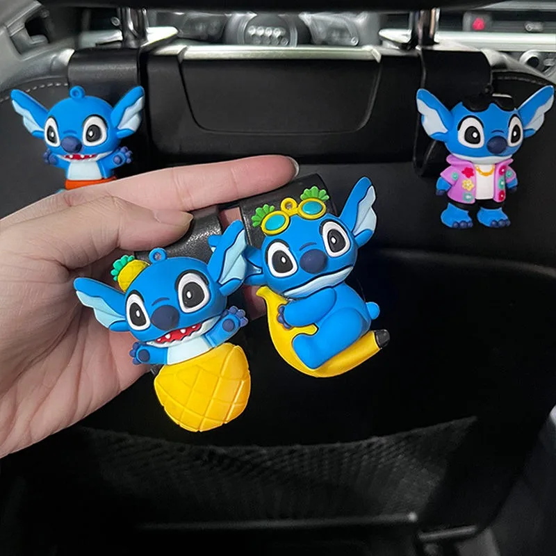 New Lilo & Stitch Cartoon Car Seat Back Car Supplies Storage Hook High-Precision Creative and Cute Multi-Function Hook