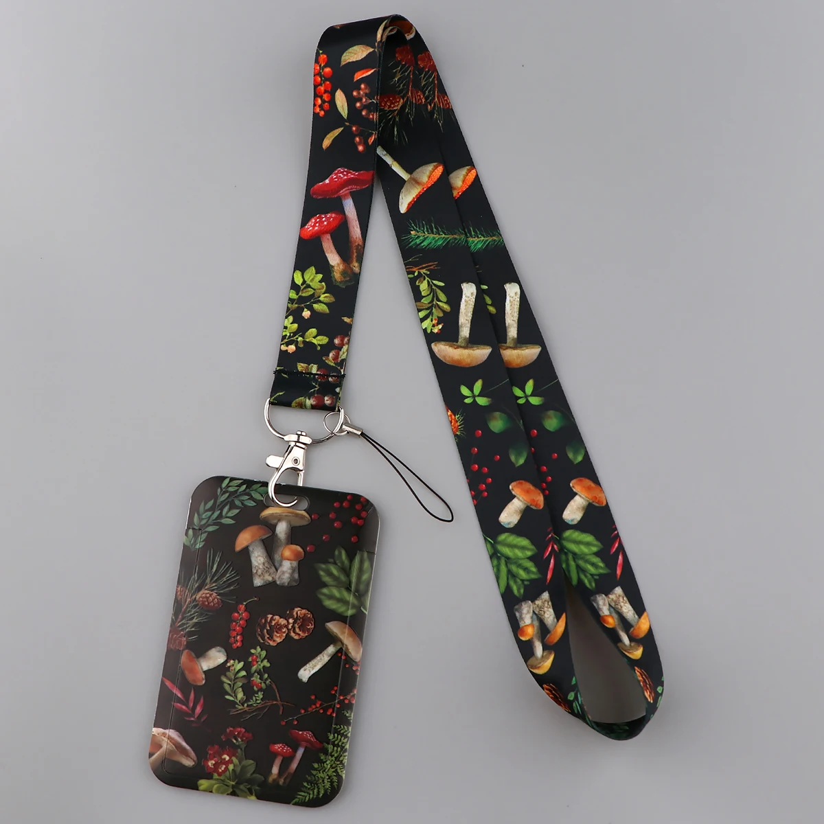 Mushroom Lanyard Business Credit Card Holder Neck Strap Keychain Hang Rope ID Badge Holder Phone Strap