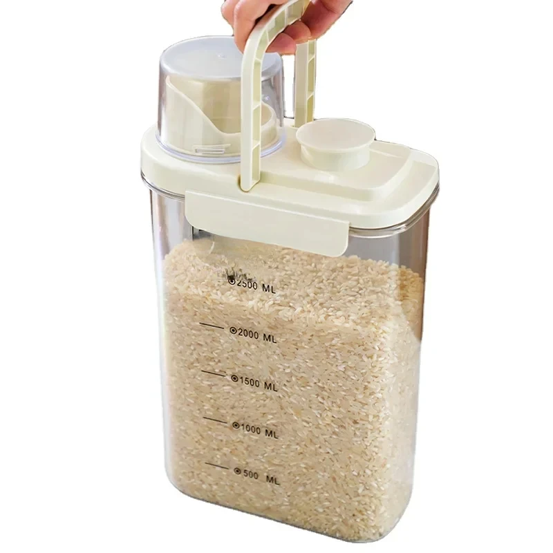 Kitchen Transparent Rice Bucket Double Buckle Insect-Proof Multi-Purpose Storage Tank Storage Plastic Bin Box