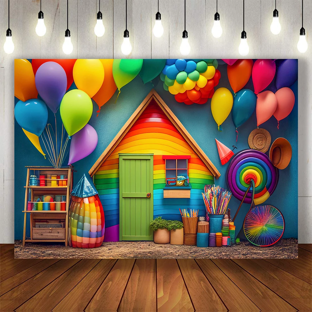 Bonvvie Photography Background Colorful Balloon Baby 1st Birthday Party Decoration Banner Photobooth Backdrop for Photo Studio