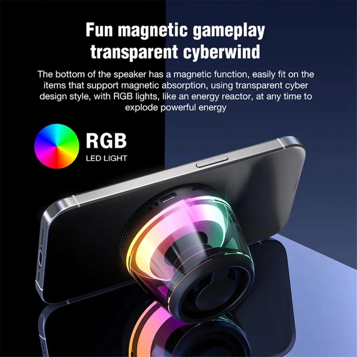 Altavoz Bluetooth magnético mejorado con iluminación RGB, caja de sonido portátil, B