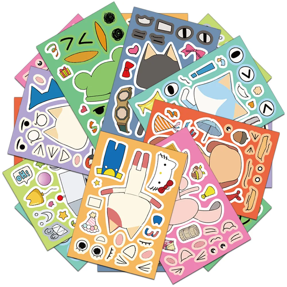 8PCS Creative Cat Cartoon Collage Decoration Phone Cases, Water Cups, Notebook DIY Personalized Waterproof Stickers