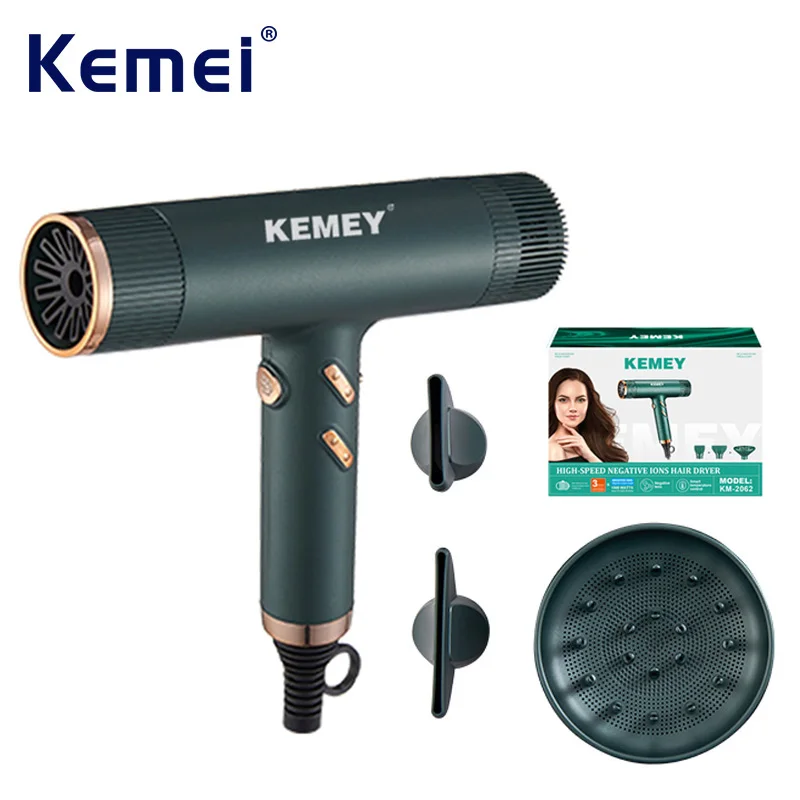 

Kemei KM-2062 Профессиональный фен, 110000 об/мин, высокоскоростной фен с настройками холодного горячего воздуха, мощный салонный фен