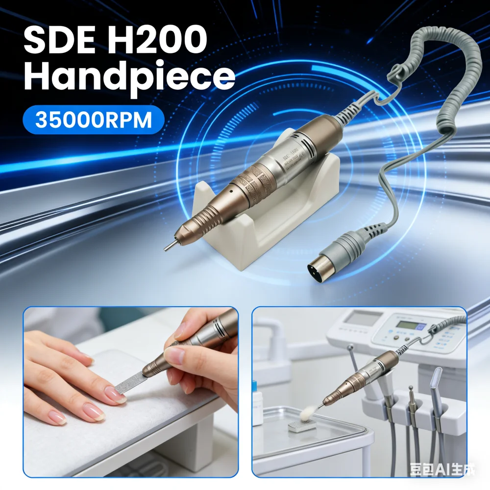 SDE-H200 Nail Drill Polishing Handle 35000RPM High Speed Manicure Handpiece for Marathon STRONG 210 90 Milling Cutters Machine
