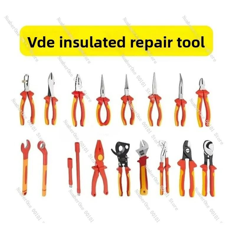New Energy VDE Insulated Ceramic Pliers, 1000V High Voltage Needle Nose Wire Stripping Cutter for Auto Repair