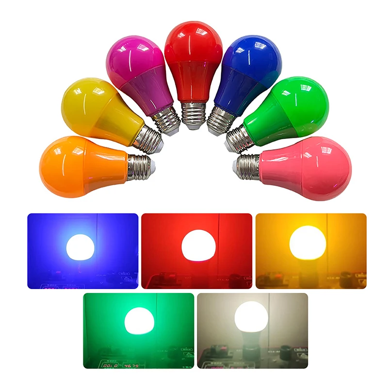 7 kolorów E27 220V 5W/7W Żarówka Kolorowe światło LED do pokoju KTV Bar Party Festival Decor Lampa Niski pobór mocy Żarówka oszczędzająca energię