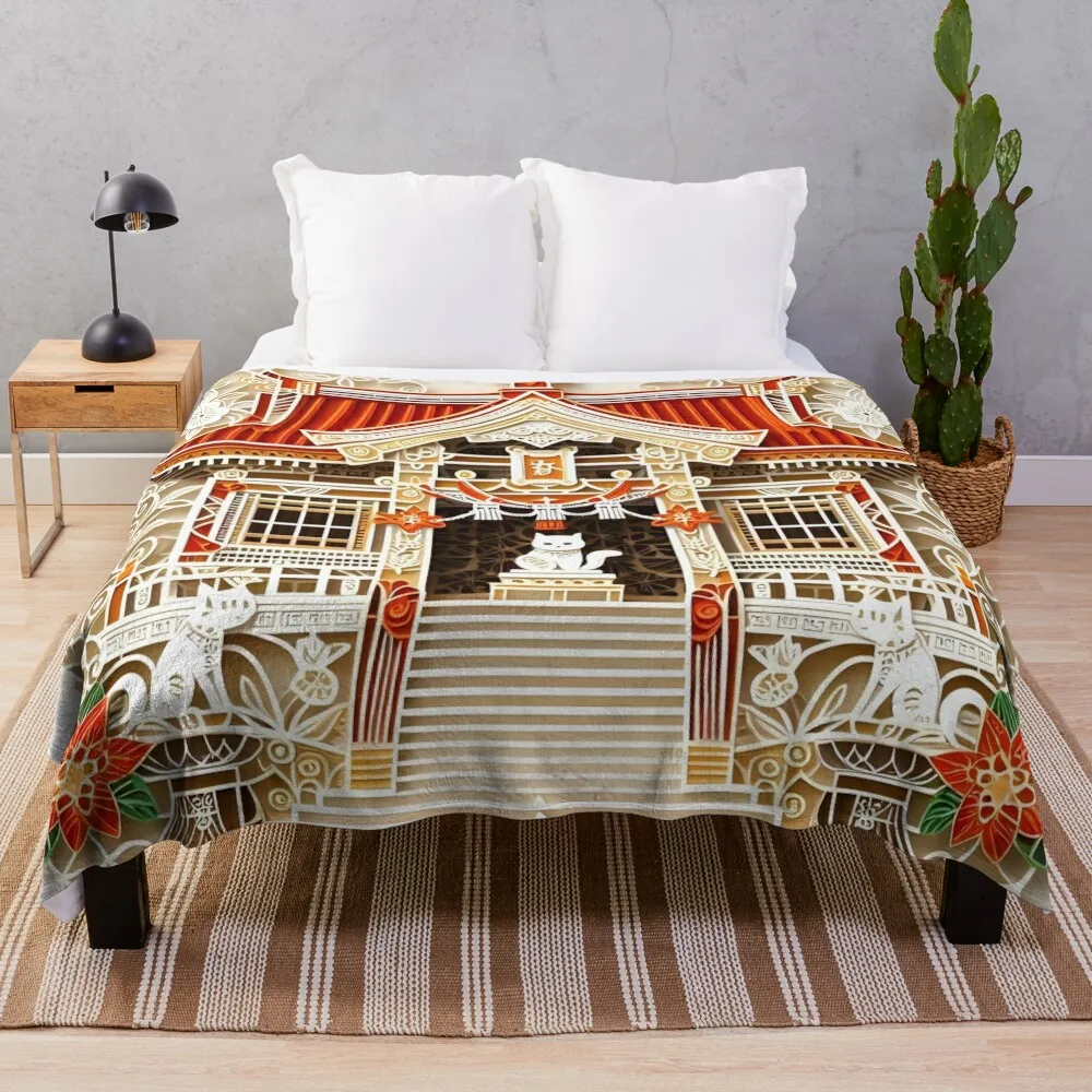 

Papercraft Cat Shrine Throw Blanket Sofa Blankets For Bed Blankets