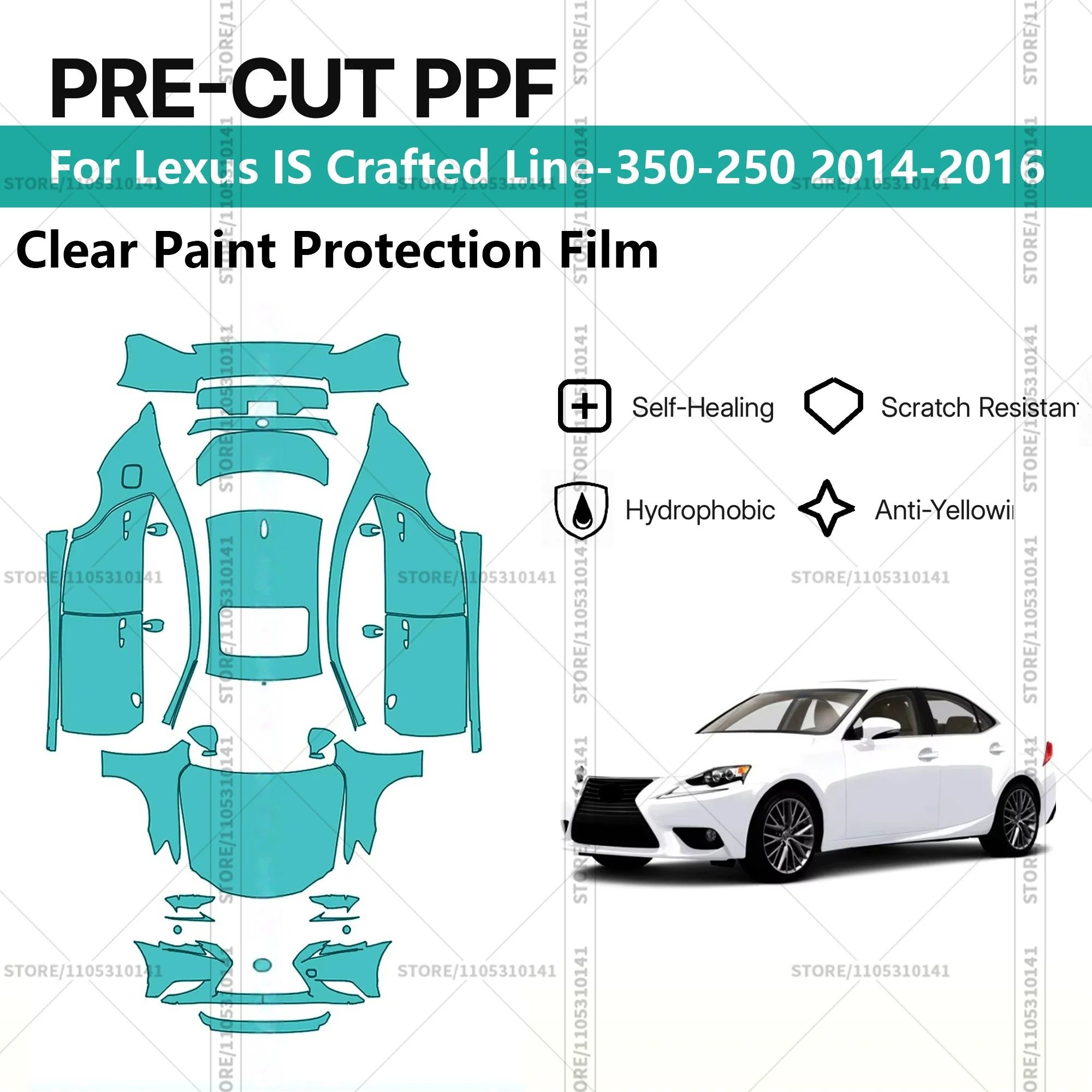For Lexus IS Crafted Line-350-250 2014-2016 Pre-Cut Paint Protection Film PPF Transparent Car Film Professional Automotive PPF