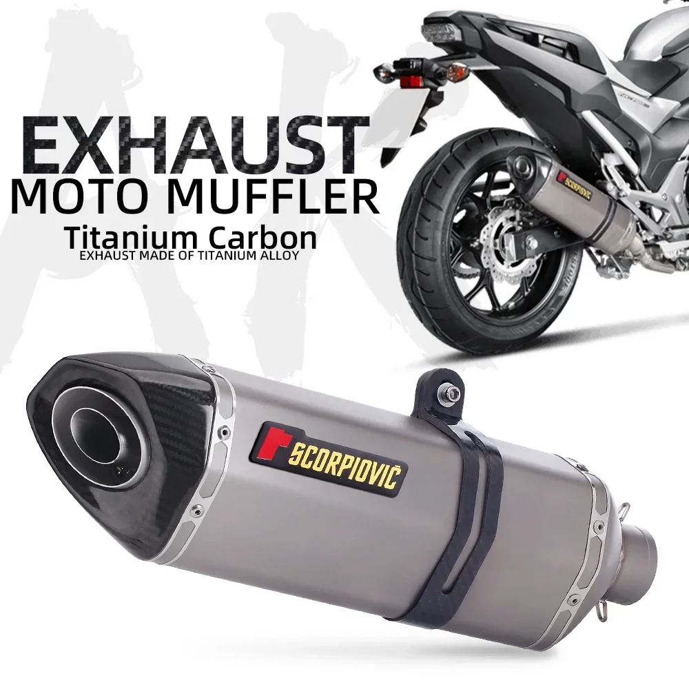 Universal Motorcycle Titanium Alloy Exhaust Pipe 51MM AK Escape Modified Muffler DB Killer For Z900 MT07 NK400 Ninja250 GSX-S750