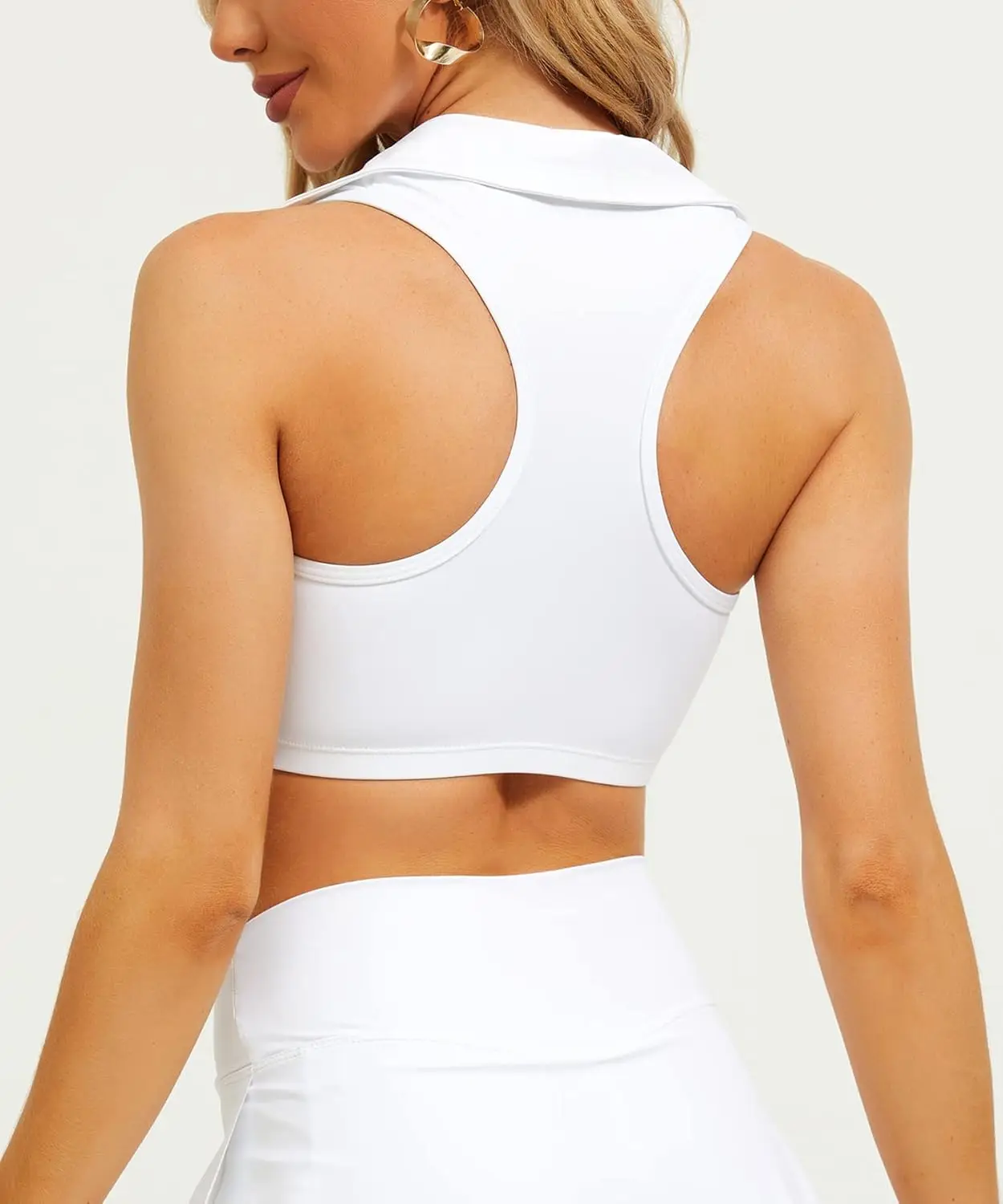 

Navneet Женские топы со встроенным бюстгальтером, укороченные топы для тенниса и тренировок, рубашка без рукавов с воротником для гольфа, спортивный бюстгальтер, майка