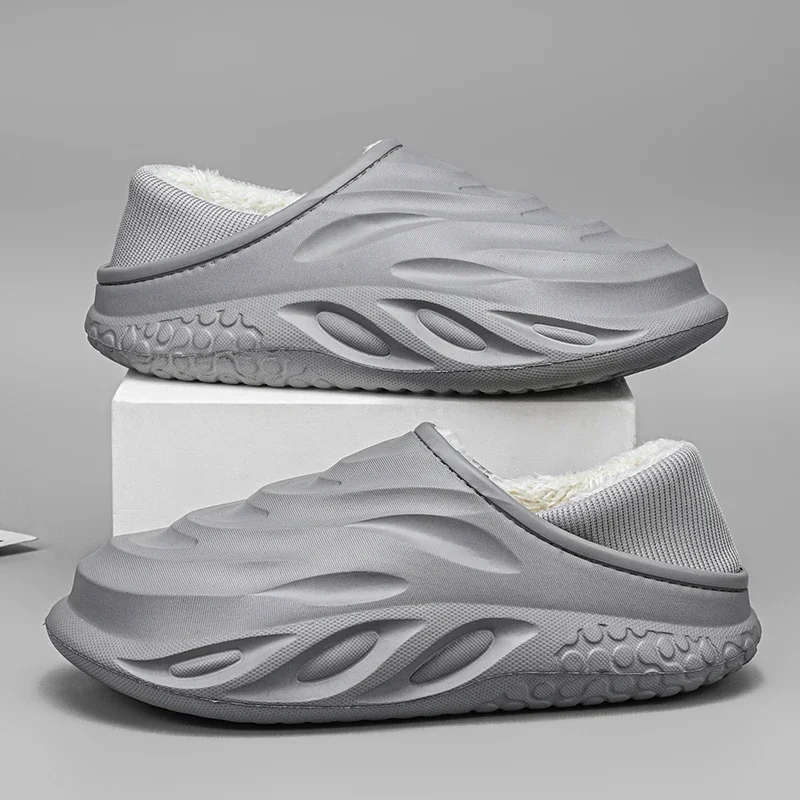 2026 New Slippers for Men Add Velvet Heel Covering Non-Slip Wear-resistant Waterproof Couple Women Home Shoes Shoes for Men Warm