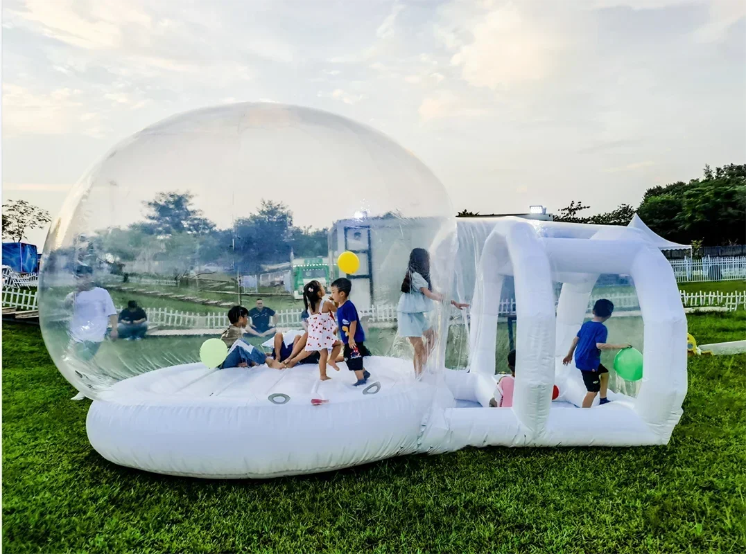 Dia 3M Inflatable PVC Bubble House with Trampoline Transparent Belt Hair Dryer Children Trampoline Commercial Rental Party Event