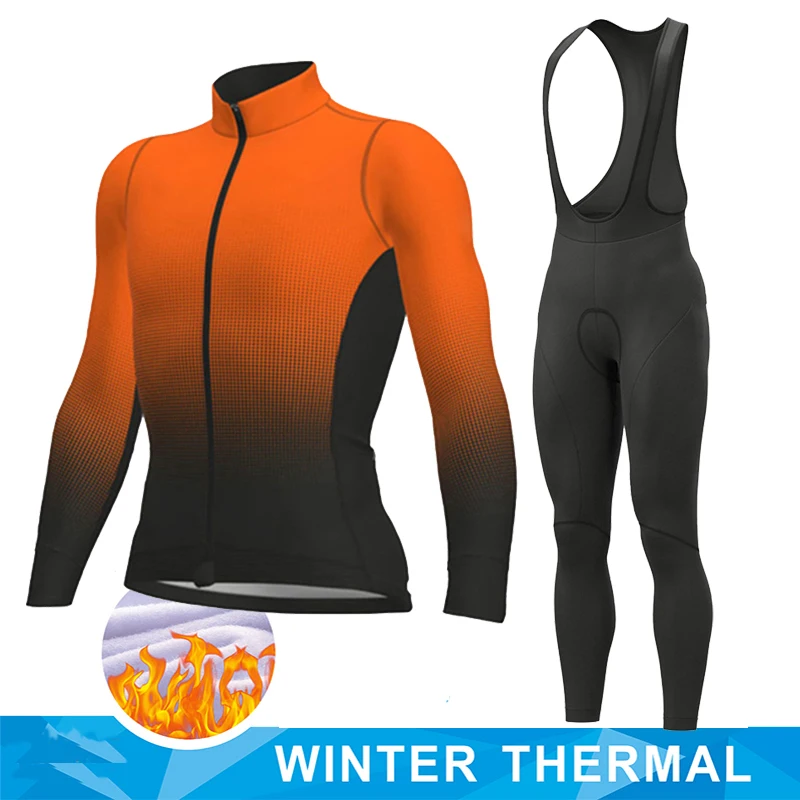 2026 Pro Warm Winter Thermal Fleece Cycling Jersey Sets Men Outdoor Riding MTB Ropa Ciclismo Bib Pants Set Team Cycling Clothing