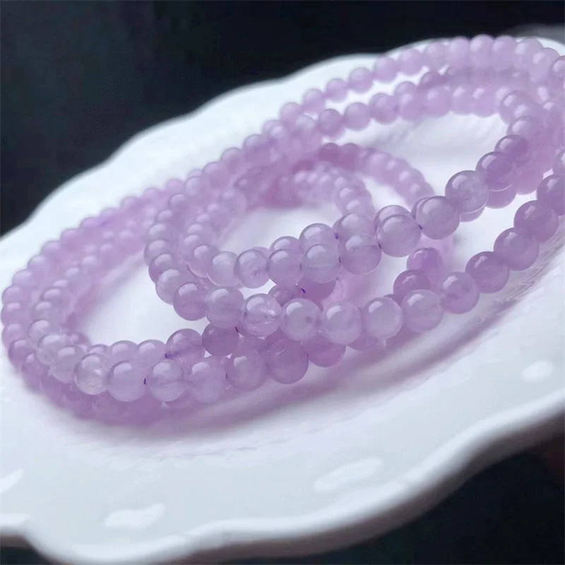 5MM Natural Kunzite Bracelet Stone Crystal Women Fashion Jewelry Single Circle Elastic Rope Charoite Bracelet Gifts