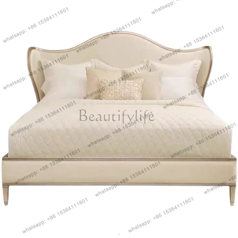 Princess Light Luxury Bed Solid Wood American Style Master Bedroom High End Bed Confortable Headboard Cama De Casal Furniture