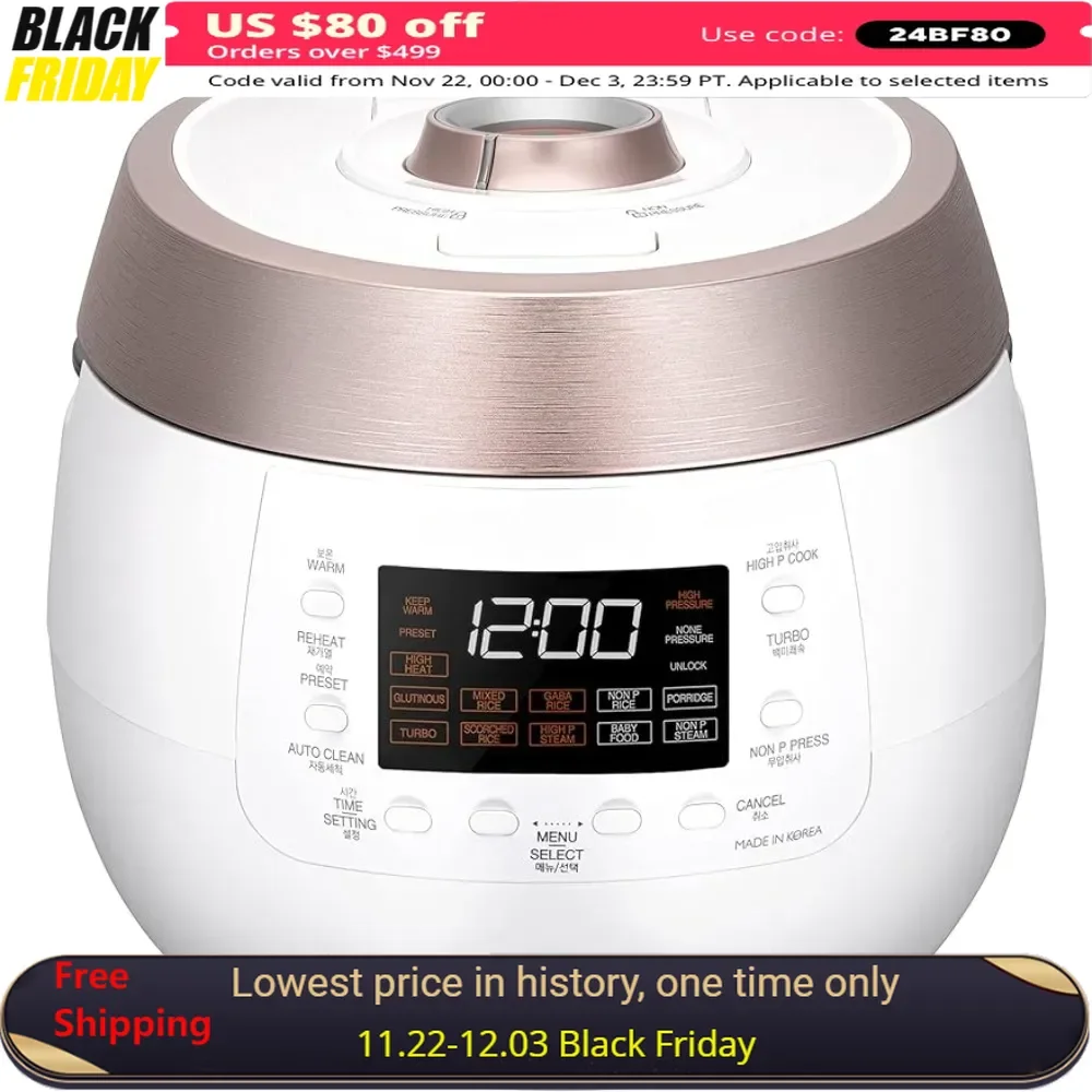 

6 cup Twin Pressure Plate Rice Cooker & Warmer with High Heat,Mixed, Scorched, Turbo, Porridge, Baby Food, Steam and more, White