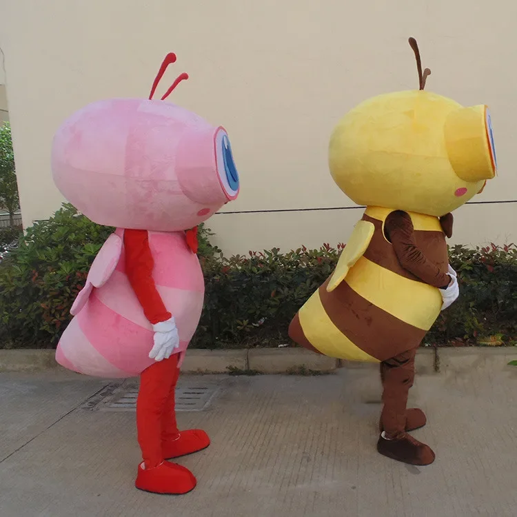 Christmas Bee Mascot Costume Animal Theme Bee Couple Mascot Costumes Adult Character Costume Cosplay Outfit For Halloween Chris