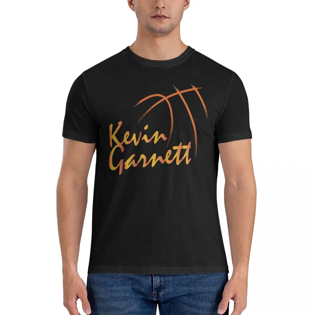 Logo T-Shirts Men Kevin Garnett Vintage Cotton Tee Shirt Round Neck Short Sleeve T Shirt Gift Clothing