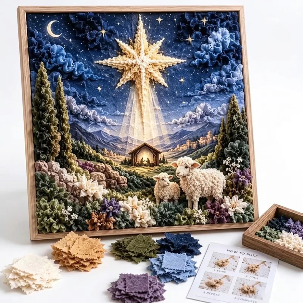Christian Themed 3D Christian Fabric Poke Art Kit Cross Educational Religious DIY Craft Supply Kit Religious Faith Wall Hanging