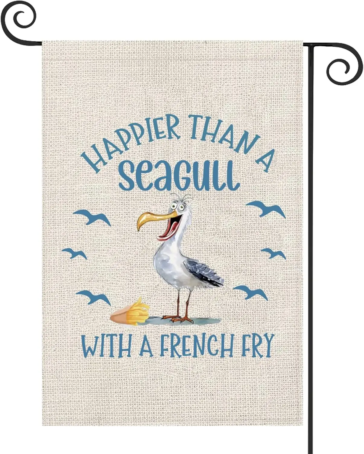 WCGXKO Happier Than Seagull Merchandise Funny Beach Gfit Summer Vacation Yard Sign Outdoor Decor Coastal Humor Garden flag ( yyi