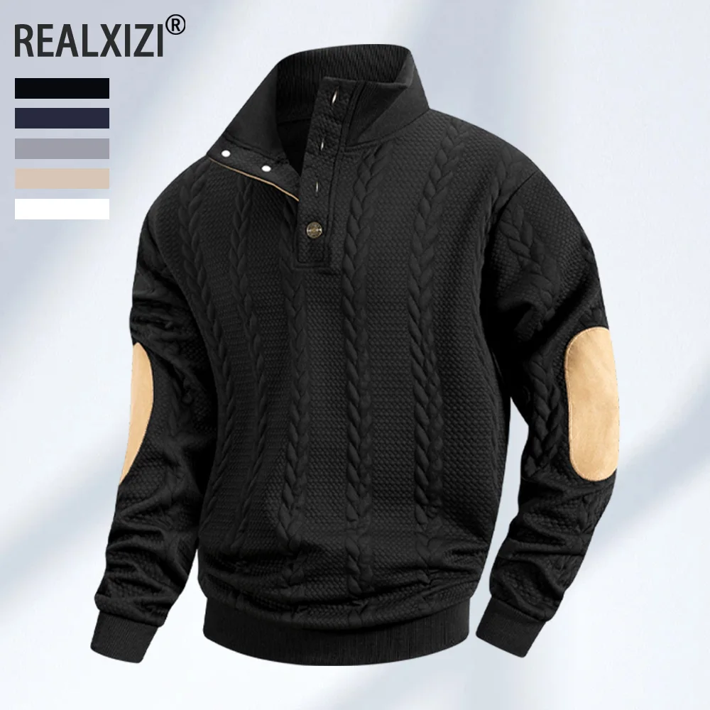 

Мужская вязаная толстовка с длинными рукавами, осень-зима, приталенный пуловер с воротником-стойкой, свитера, удобная мужская толстовка